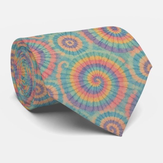 Pastell-Psychedelisches-Tie-Dye-Muster Krawatte (Gerollt)