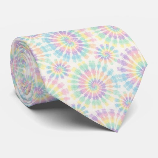 Pastell-Psychedelisches-Tie-Dye-Muster Krawatte (Gerollt)