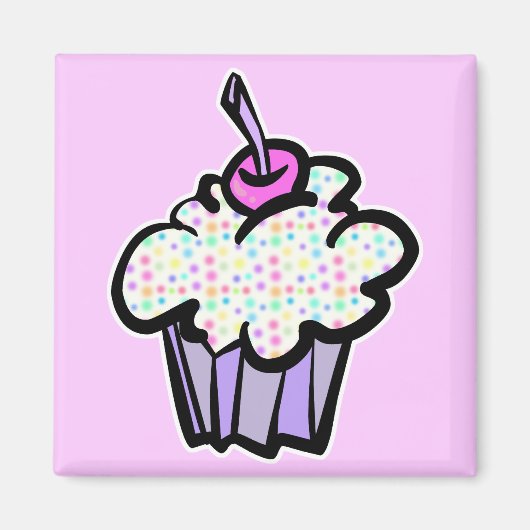 Pastell-Pünktchen-Cupcake Magnet (Vorne)