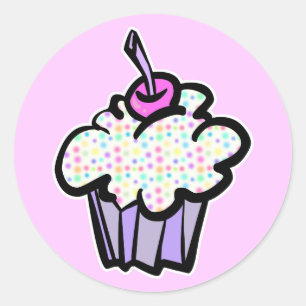 Pastell-Pünktchen-Cupcake Runder Aufkleber