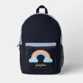 Pastell Rainbow Black Backpack Bedruckter Rucksack (Vorderseite)