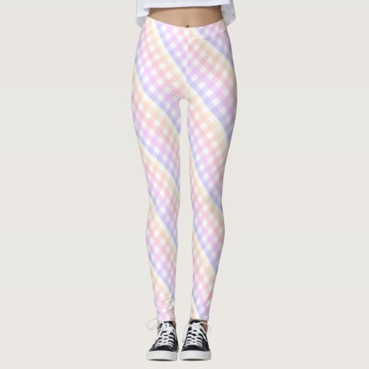Pastell Rainbow Checkerboard Leggings (Vorderseite)