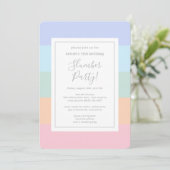 Pastell Rainbow Color Block Slumber Party Geburtst Einladung (Stehend Vorderseite)