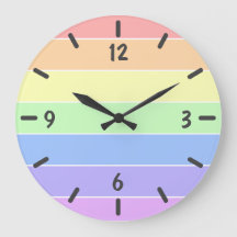 Pastell Rainbow Colorful Stripes Muster Große Clok
