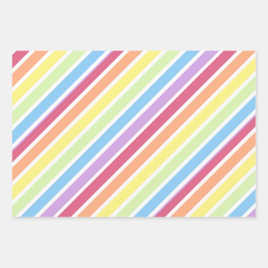 Pastell Rainbow Diagonal Stripes Lines Geschenkpapier Set (Vorderseite 2)