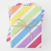 Pastell Rainbow Diagonal Stripes Lines Geschenkpapier Set (Beispiel)