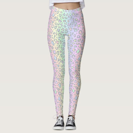 Pastell Rainbow Leopard Leggings (Vorderseite)