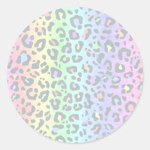 Pastell Rainbow Leopard Runder Aufkleber