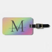Pastell Rainbow Monogramm Name Gepäckanhänger (Vorderseite horizontal)