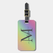 Pastell Rainbow Monogramm Name Gepäckanhänger (Vorderseite vertikal)