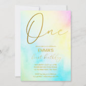 Pastell rainbow ombre erste Geburtstagsparty Einladung (Vorderseite)