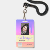 Pastell Rainbow Ombre Logo Barcode ID Template Car Ausweis (Vorderseite mit Schlüsselband)