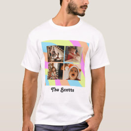 Pastell Rainbow Personalisierbare Texte und 4 Foto T-Shirt
