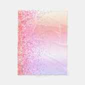 Pastell Rainbow Pink Gold Lila Glitzer Monogramm Fleecedecke (Vorderseite)