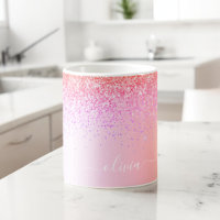 Pastell Rainbow Pink Gold Lila Glitzer Monogramm