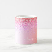 Pastell Rainbow Pink Gold Lila Glitzer Monogramm Kaffeetasse (Mittel)