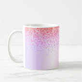 Pastell Rainbow Pink Gold Lila Glitzer Monogramm Kaffeetasse (Links)