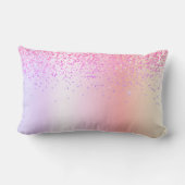 Pastell Rainbow Pink Gold Lila Glitzer Monogramm Lendenkissen (Rückseite)
