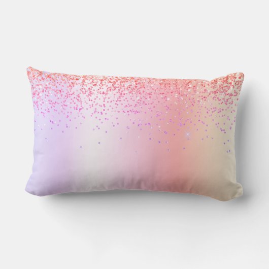 Pastell Rainbow Pink Gold Lila Glitzer Monogramm Lendenkissen (Rückseite)