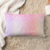 Pastell Rainbow Pink Gold Lila Glitzer Monogramm Lendenkissen (Decke)