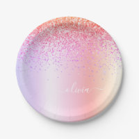 Pastell Rainbow Pink Gold Lila Glitzer Monogramm