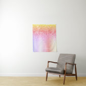 Pastell Rainbow Pink Gold Lila Glitzer Monogramm Wandteppich (Beispiel)