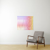 Pastell Rainbow Pink Gold Lila Glitzer Monogramm Wandteppich (Beispiel (Horizontal))