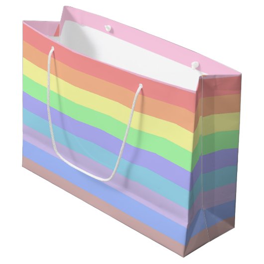Pastell Rainbow Streifen Geschenktasche Große Geschenktüte (Vorderseite Schrägansicht)