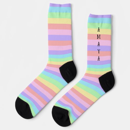 Pastell Rainbow Stripes Decora Style Socken (Linkes Detail)