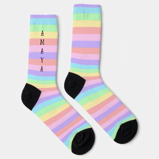 Pastell Rainbow Stripes Decora Style Socken (Rechts)