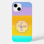 Pastell Rainbow Stripes Individuelle Name Monogram Case-Mate iPhone Hülle (Rückseite)