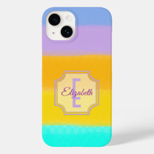 Pastell Rainbow Stripes Individuelle Name Monogram Case-Mate iPhone 14 Hülle