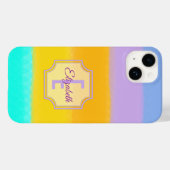 Pastell Rainbow Stripes Individuelle Name Monogram Case-Mate iPhone Hülle (Rückseite (Horizontal))