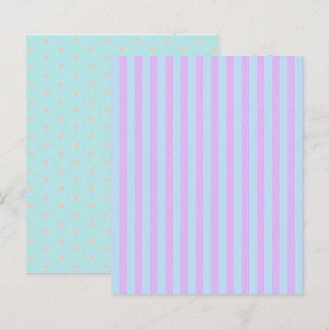 Pastell Rainbow Stripes & Polka Dot Scrapbook (Vorne/Hinten)