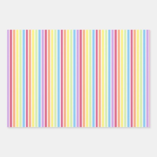 Pastell Rainbow Vertical Stripes Lines Geschenkpapier Set (Vorderseite 3)