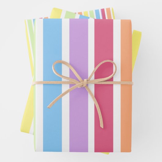 Pastell Rainbow Vertical Stripes Lines Geschenkpapier Set (Beispiel)