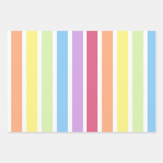 Pastell Rainbow Vertical Stripes Lines Geschenkpapier Set (Vorderseite)
