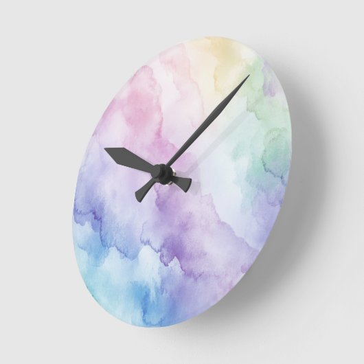 Pastell Rainbow Wall Clock Runde Wanduhr (Winkel)