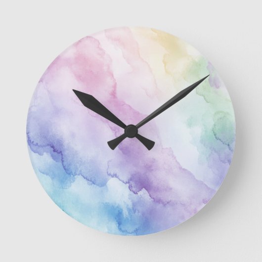 Pastell Rainbow Wall Clock Runde Wanduhr (Vorderseite)