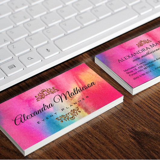 Pastell Rainbow Watercolor Business Card Visitenkarte