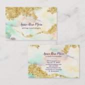 *~* Pastell Rainbow Watercolor Wash Gold Glitzer Visitenkarte (Vorne/Hinten)