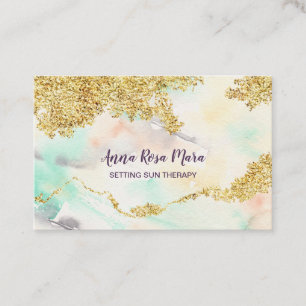 *~* Pastell Rainbow Watercolor Wash Gold Glitzer Visitenkarte