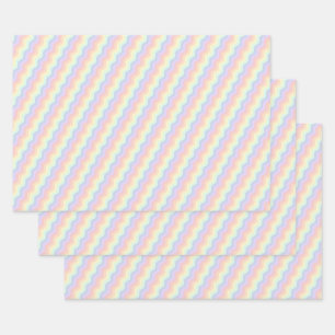 Pastell Rainbow Waves Wrapping Paper Set Geschenkpapier Set