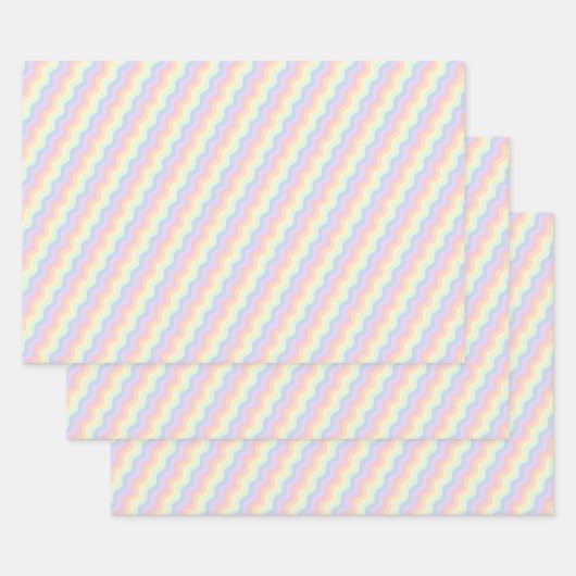 Pastell Rainbow Waves Wrapping Paper Set Geschenkpapier Set (Set)