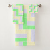 Pastell Rectangle Muster Weiße gestrichelte Linien Badhandtuch Set (Insitu)