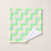 Pastell Rectangle Muster Weiße gestrichelte Linien Badhandtuch Set (Waschlappen)