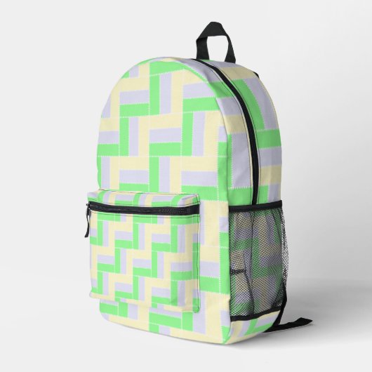 Pastell Rectangle Muster Weiße gestrichelte Linien Bedruckter Rucksack (Rückseitige Ecke Rechts)