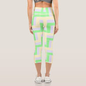 Pastell Rectangle Muster Weiße gestrichelte Linien Capri Leggings (Rückseite)