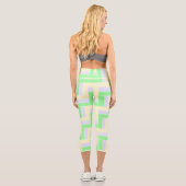 Pastell Rectangle Muster Weiße gestrichelte Linien Capri Leggings (Rückseite)