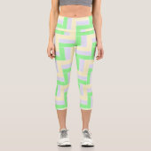 Pastell Rectangle Muster Weiße gestrichelte Linien Capri Leggings (Vorderseite)